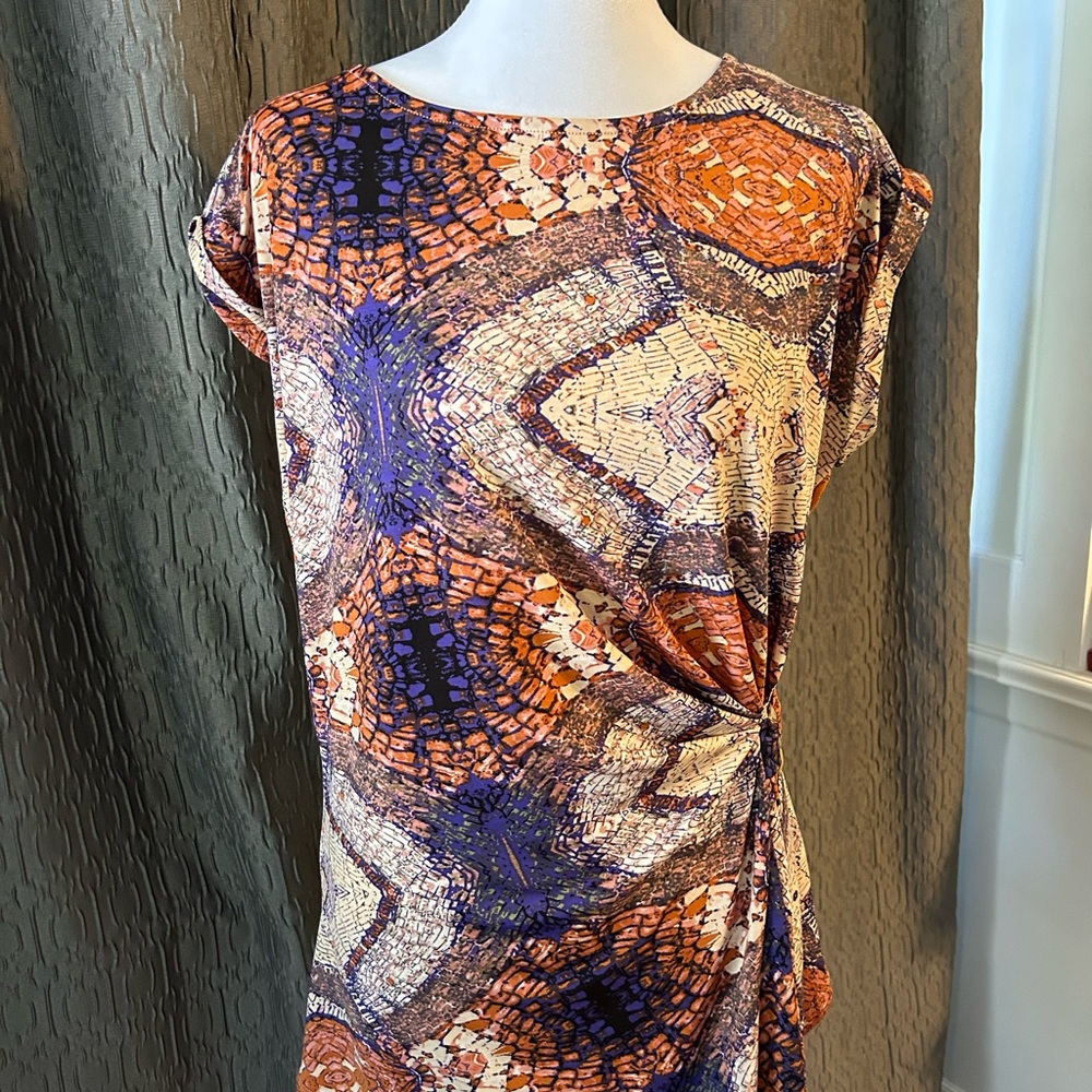 FYLO Orange and Purple Geometric Blouse